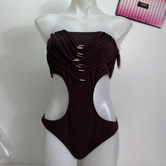 Victoria's Secret Burgundy One Piece Swimsuit Sz Large NWT
